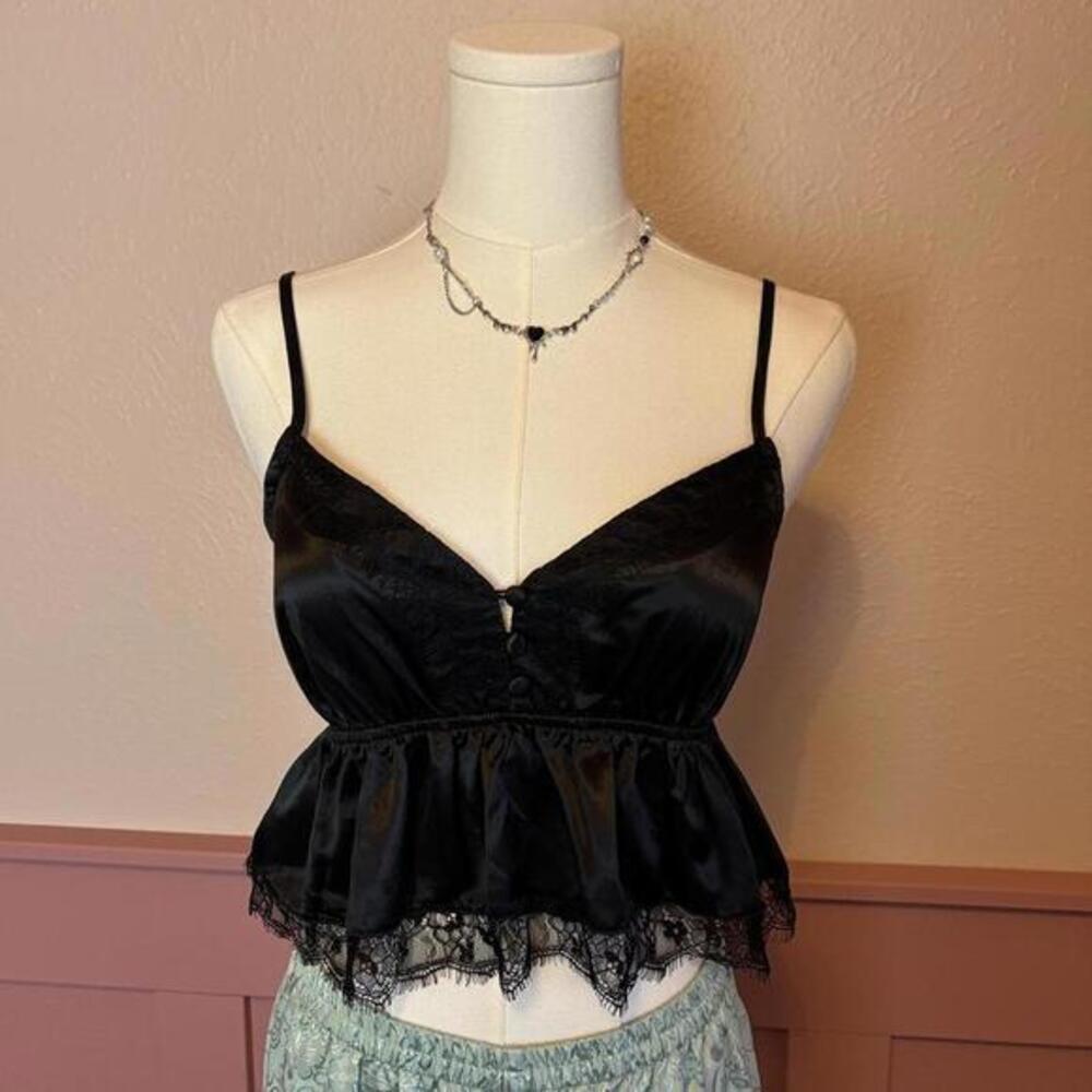 goth fairy babydoll lace cami top toska sz small black gloomy coquette